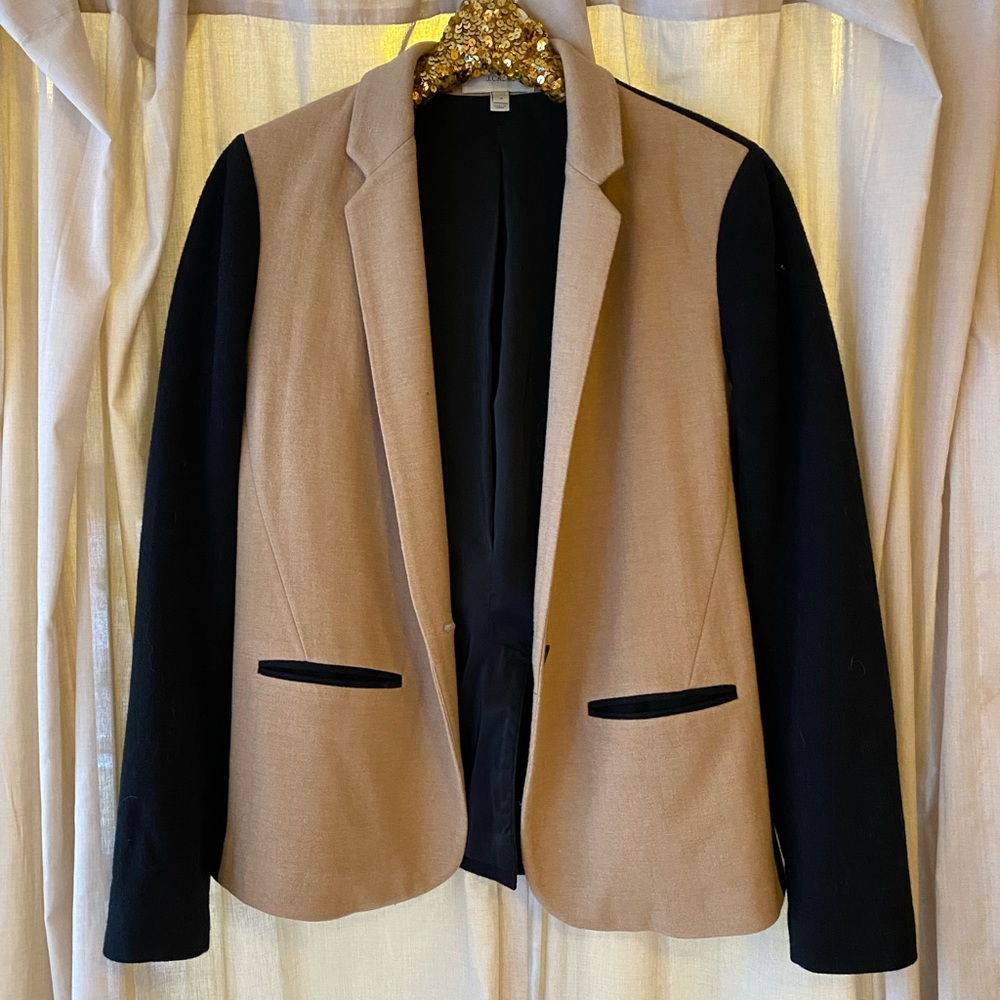 J CREW BLACK AND TAN BLAZER SIZE 12